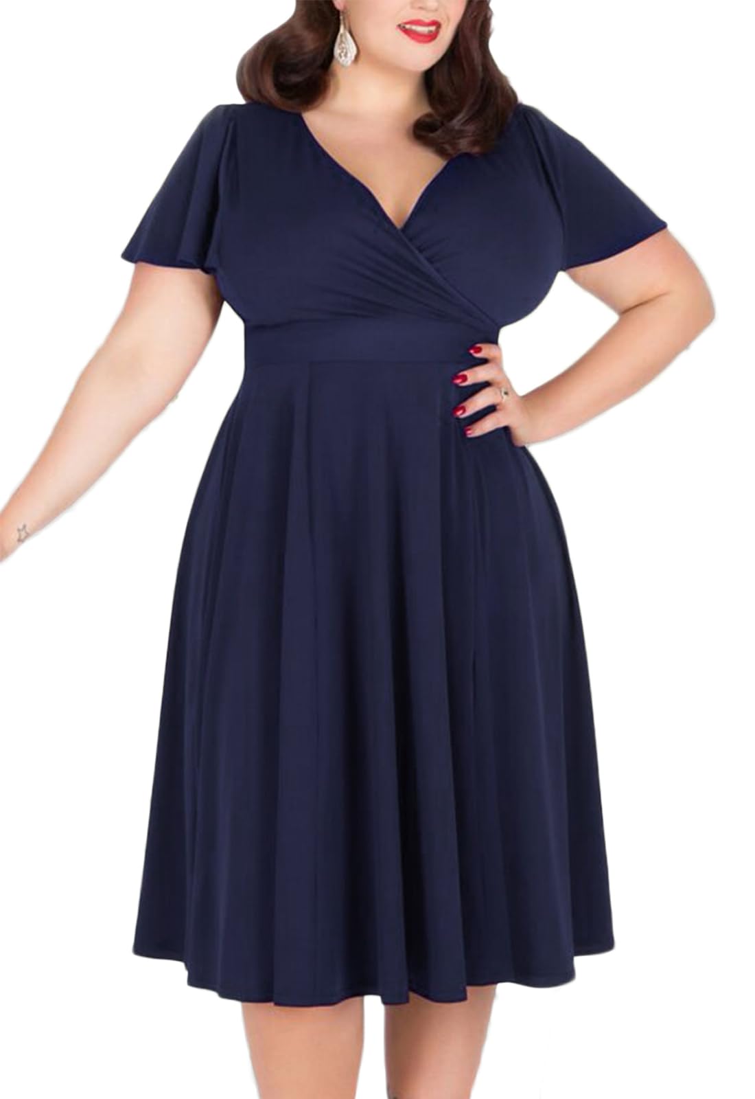 Nemidor Women Short Sleeve Loose Plain Casual Plus Size Long Maxi Dress with Pockets