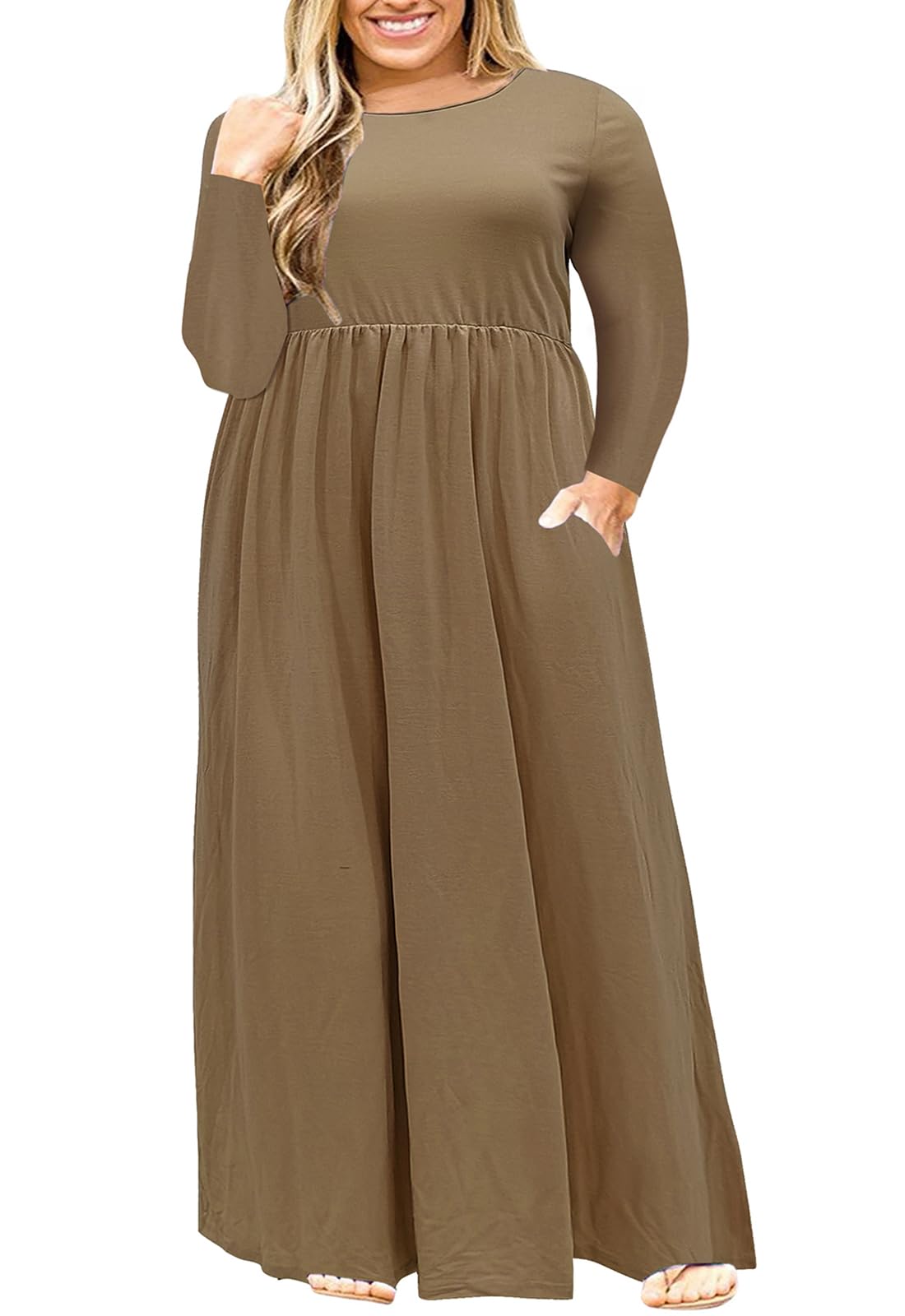 Nemidor Women Short Sleeve Loose Plain Casual Plus Size Long Maxi Dress with Pockets