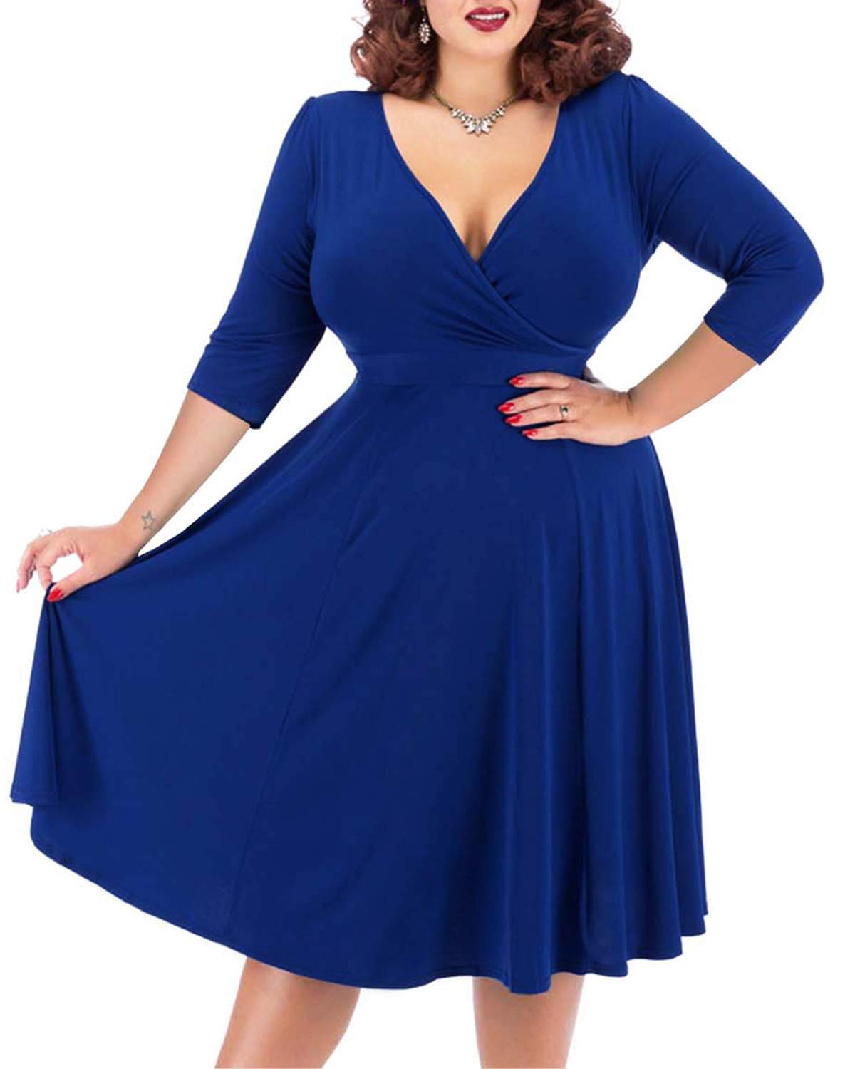 Nemidor Women Short Sleeve Loose Plain Casual Plus Size Long Maxi Dress with Pockets