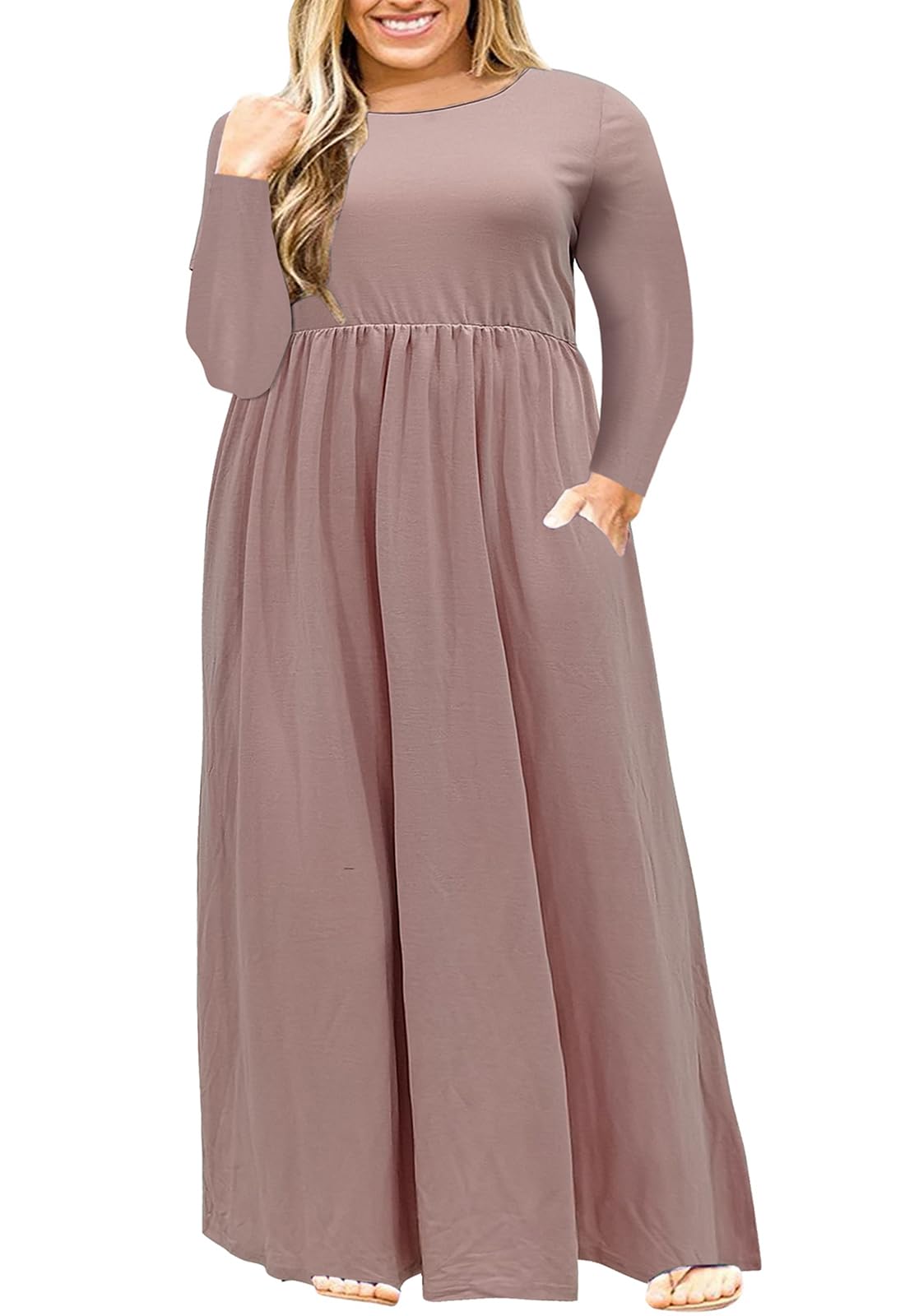Nemidor Women Short Sleeve Loose Plain Casual Plus Size Long Maxi Dress with Pockets