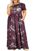 Nemidor Women Short Sleeve Loose Plain Casual Plus Size Long Maxi Dress with Pockets
