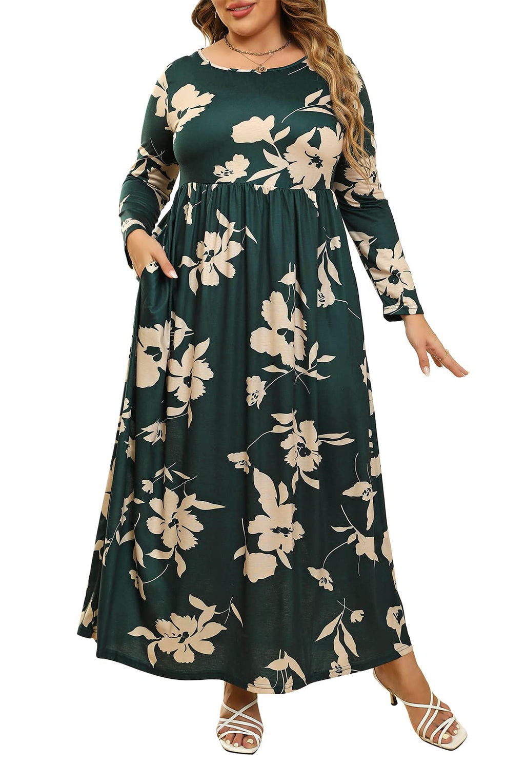 Nemidor Women Short Sleeve Loose Plain Casual Plus Size Long Maxi Dress with Pockets