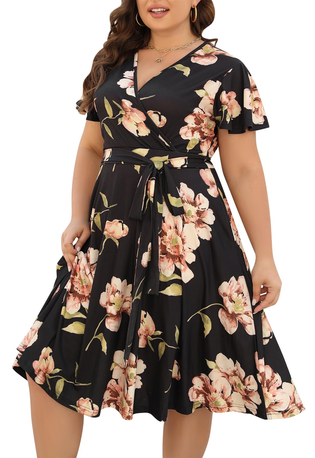 Nemidor Women Short Sleeve Loose Plain Casual Plus Size Long Maxi Dress with Pockets