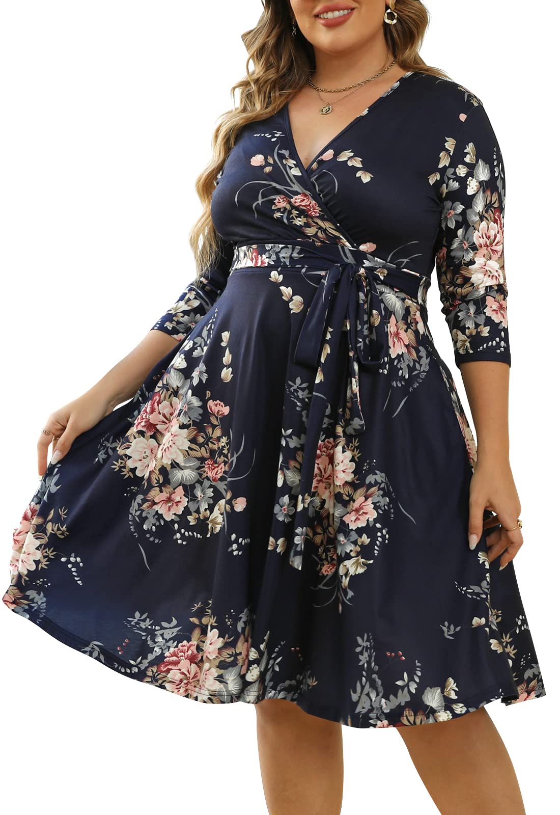 Nemidor Women Short Sleeve Loose Plain Casual Plus Size Long Maxi Dress with Pockets