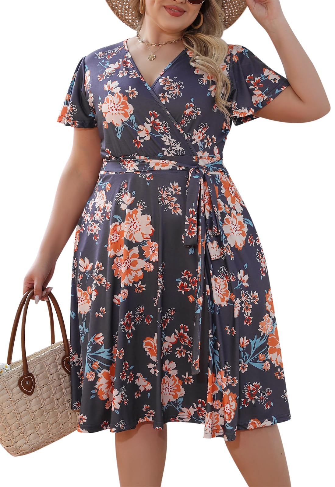 Nemidor Women Short Sleeve Loose Plain Casual Plus Size Long Maxi Dress with Pockets