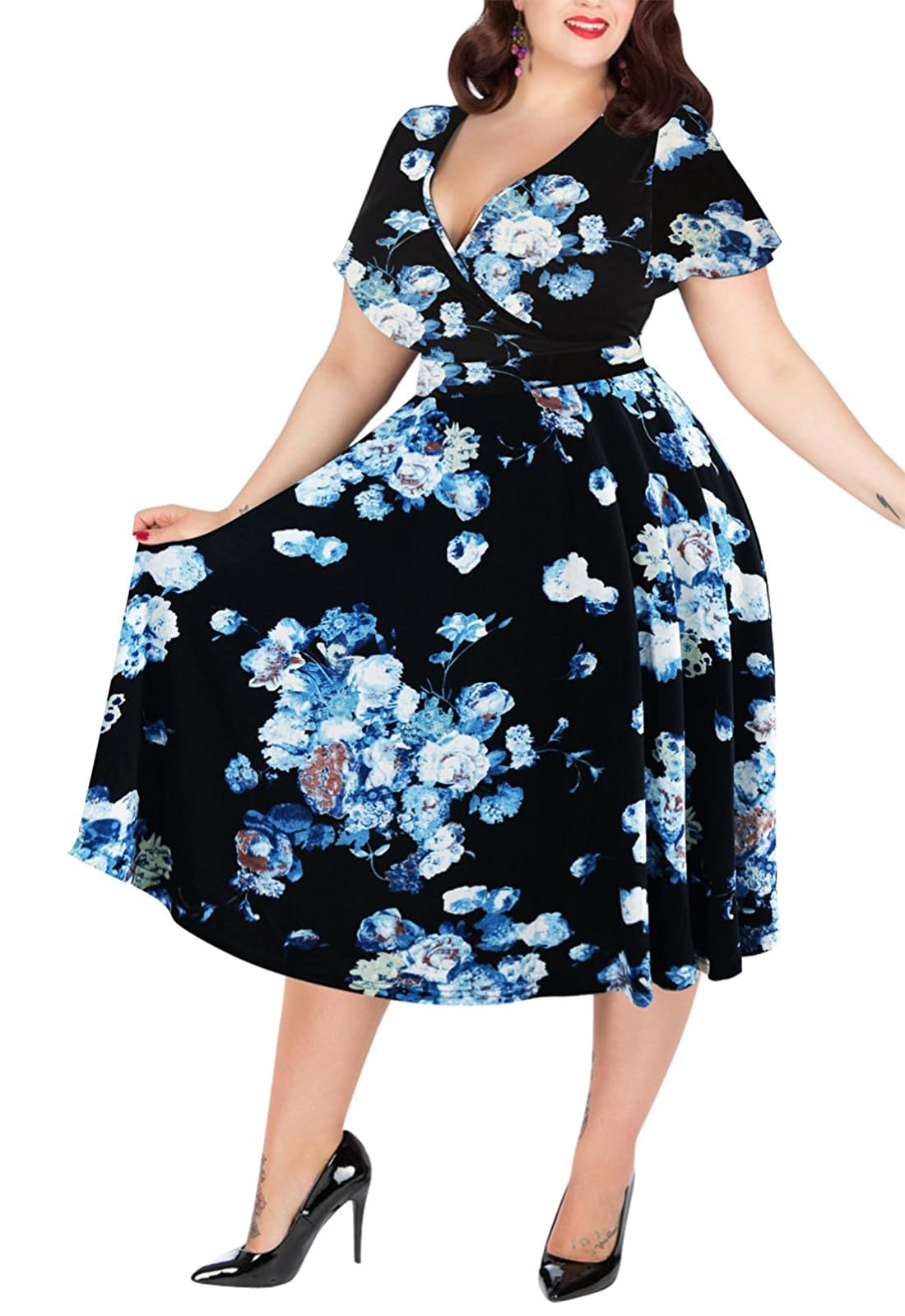Nemidor Women Short Sleeve Loose Plain Casual Plus Size Long Maxi Dress with Pockets