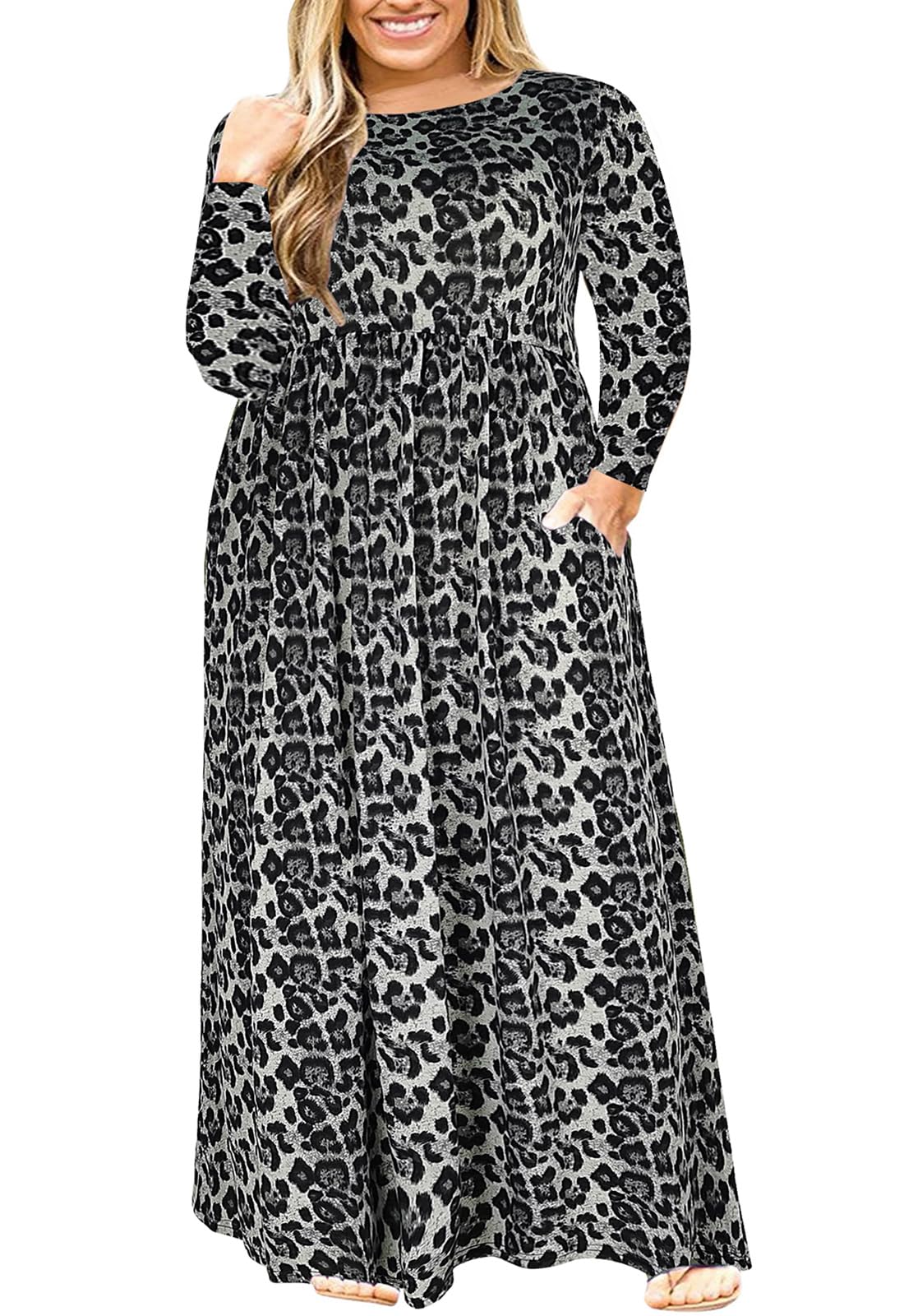 Nemidor Women Short Sleeve Loose Plain Casual Plus Size Long Maxi Dress with Pockets
